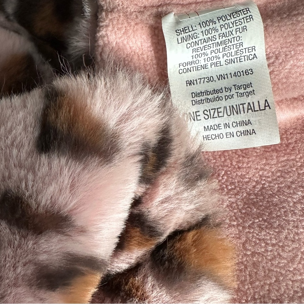 Y2K McBling Kawaii Pink Leopard Fur Cute Ears & Attached Pocket Scarf Hat ~ OS - Picture 7 of 10